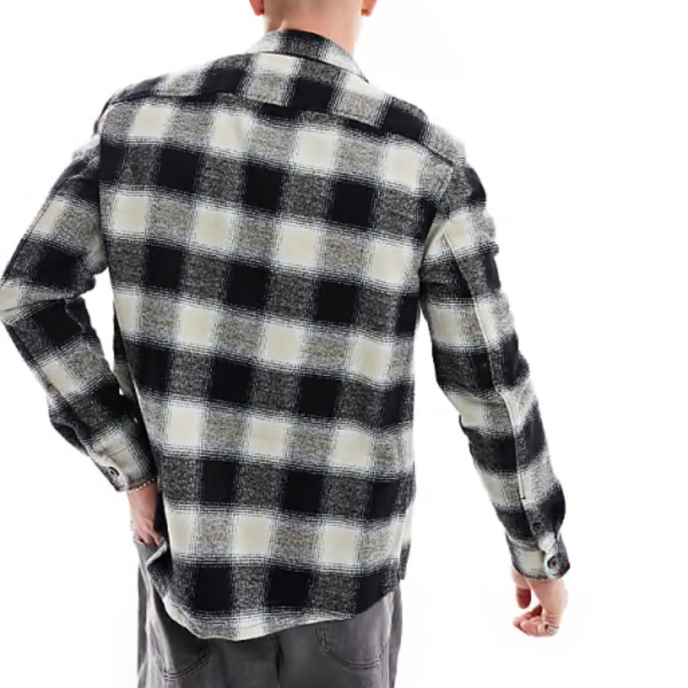 ZARA Men’s Black/White Flannel Shirt Jacket